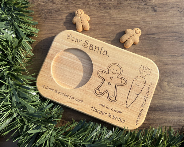 Personalised Santa's Christmas Eve Treats - Wooden Serving Board