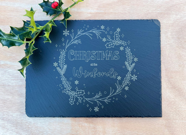 Personalised Slate Placemat - Christmas at the 'Family Name'
