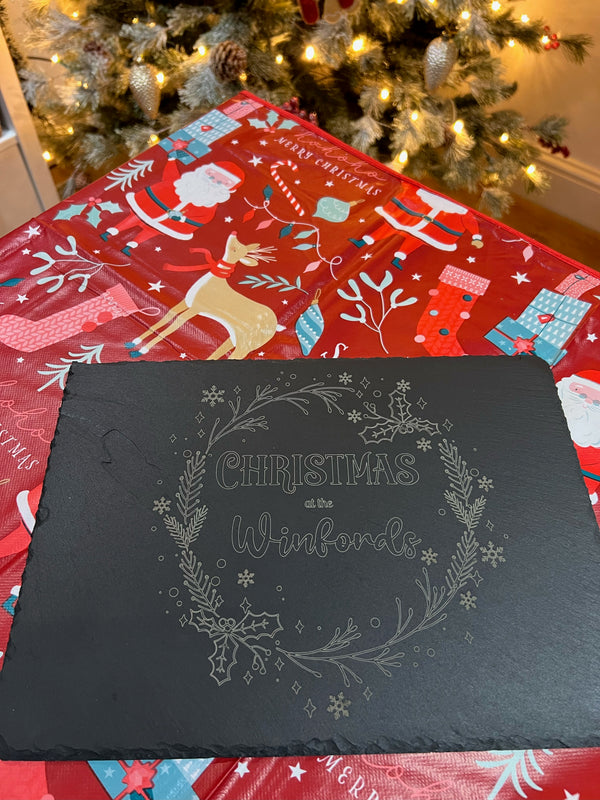 Personalised Slate Placemat - Christmas at the 'Family Name'