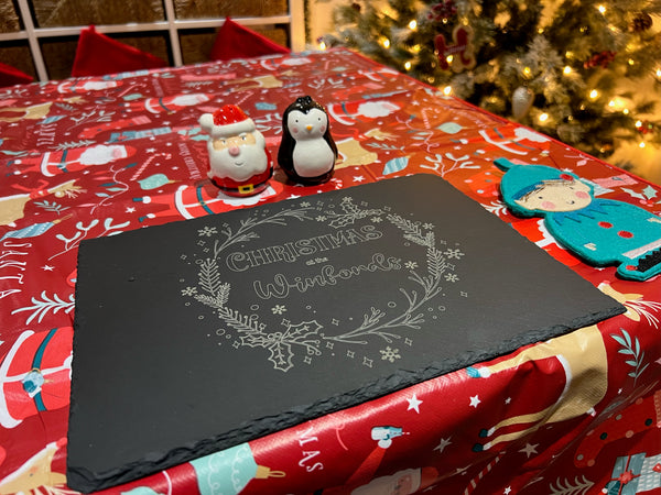 Personalised Slate Placemat - Christmas at the 'Family Name'