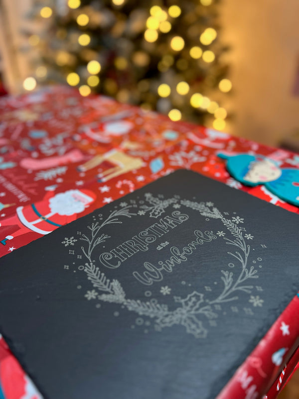 Personalised Slate Placemat - Christmas at the 'Family Name'