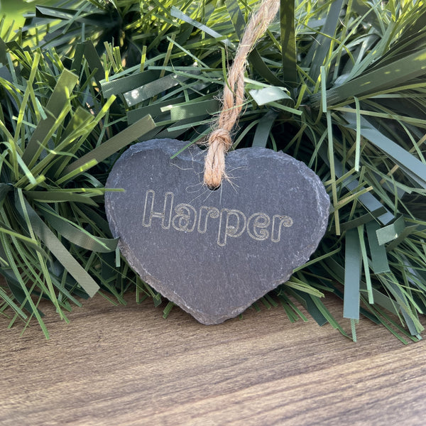 Personalised Slate Heart - Hanging Decoration