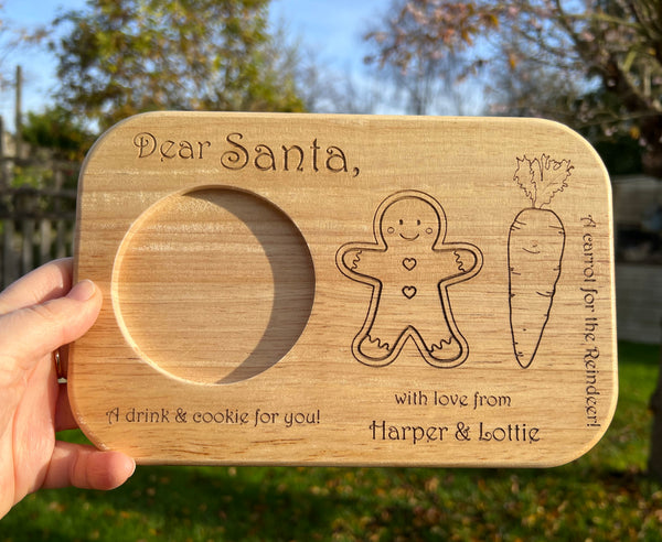 Personalised Santa's Christmas Eve Treats - Wooden Serving Board