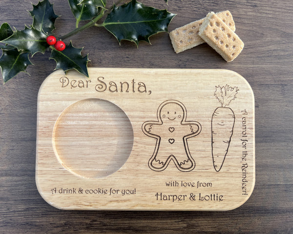 Personalised Santa's Christmas Eve Treats - Wooden Serving Board