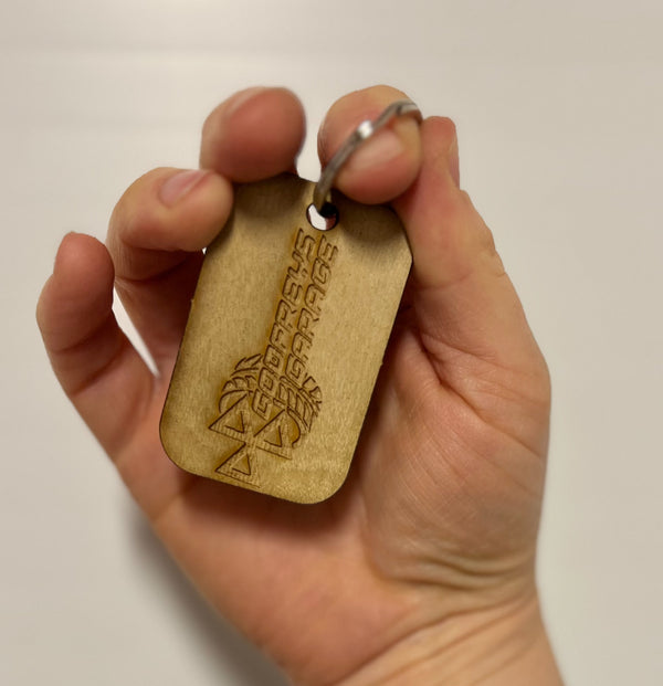 Custom Engraved Wooden Business Logo Keyring - Rectangle