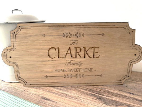 Personalised Wooden Family Name Sign - Rustic Home Decor