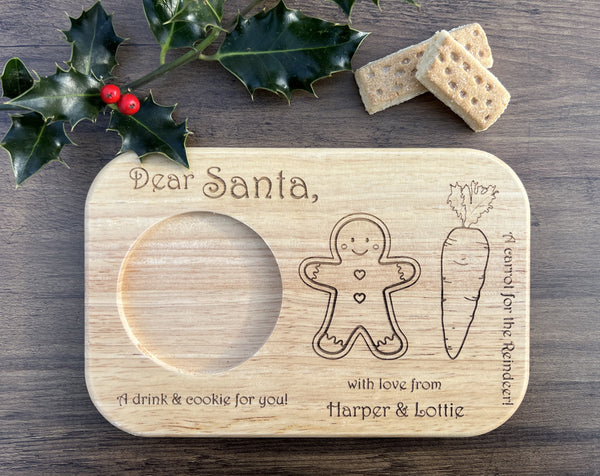Personalised Santa's Christmas Eve Treats - Wooden Serving Board