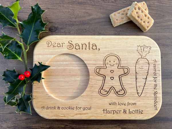 Personalised Santa's Christmas Eve Treats - Wooden Serving Board
