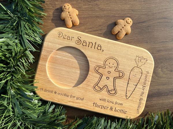 Personalised Santa's Christmas Eve Treats - Wooden Serving Board