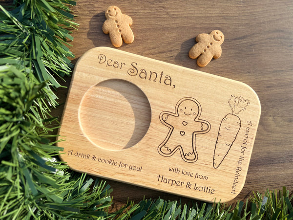 Personalised Santa's Christmas Eve Treats - Wooden Serving Board