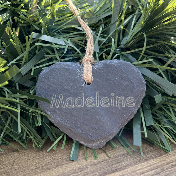 Personalised Slate Heart - Hanging Decoration