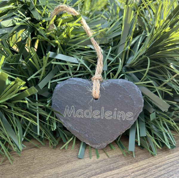 Personalised Slate Heart - Hanging Decoration