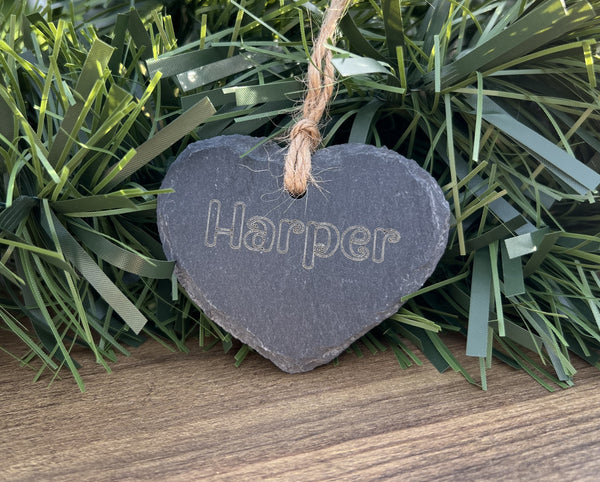 Personalised Slate Heart - Hanging Decoration