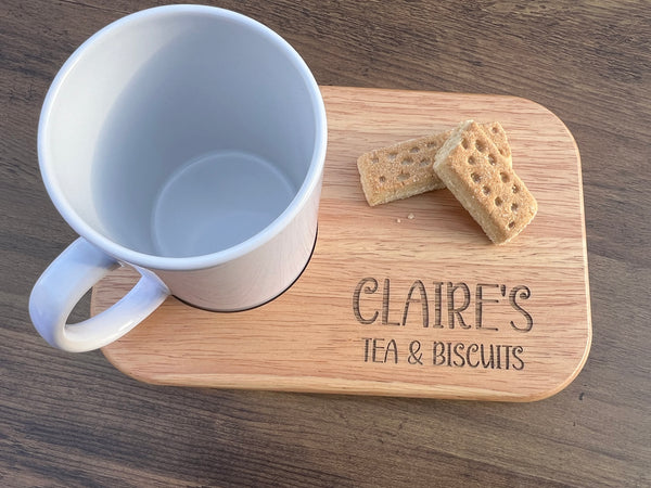 Personalised Wooden Tea and Biscuits Serving Board - Any Name