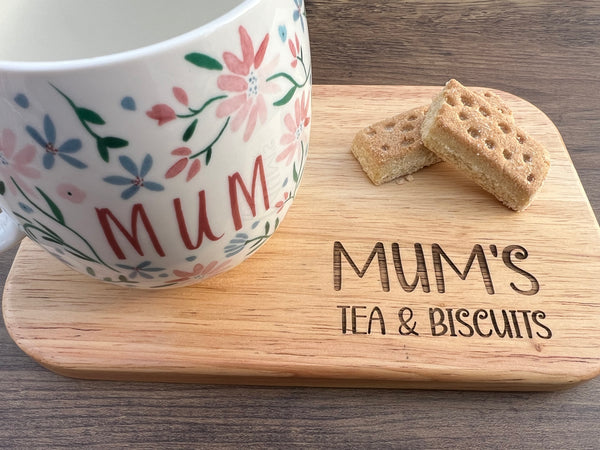 Personalised 'Mum's, Mummy's' Wooden Tea and Biscuits Serving Board