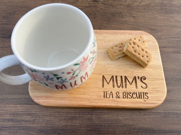 Personalised 'Mum's, Mummy's' Wooden Tea and Biscuits Serving Board