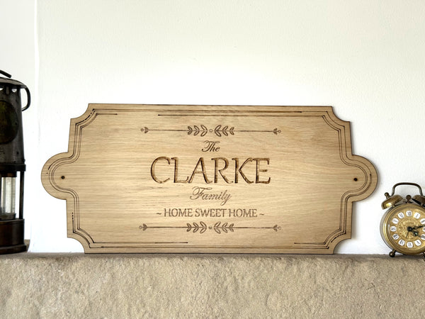 Personalised Wooden Family Name Sign - Rustic Home Decor
