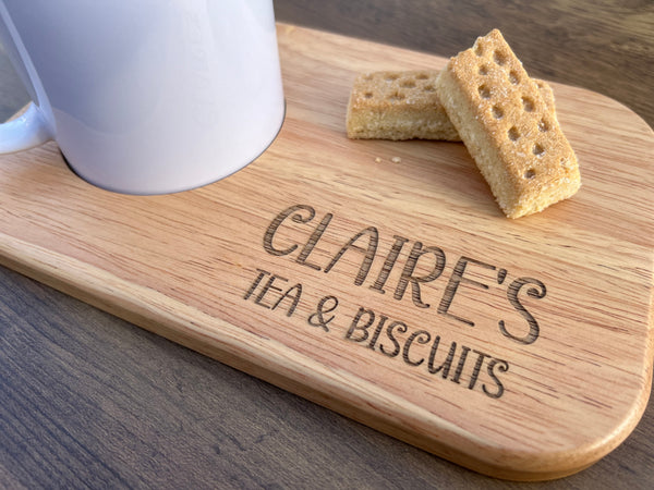 Personalised Wooden Tea and Biscuits Serving Board - Any Name